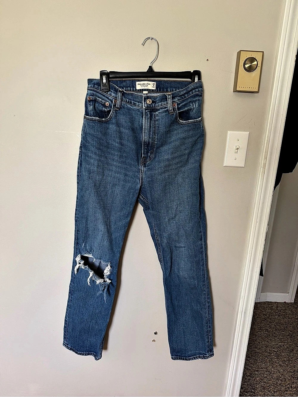 Abercrombie & Fitch Curve Love Ultra High Rise Ankle Straight Jean Jeans Blue